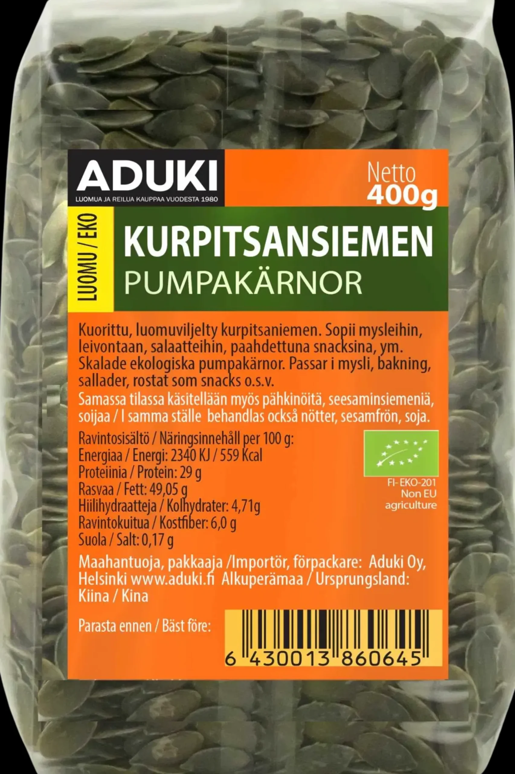 Aduki luomu kurpitsansiemen 400g