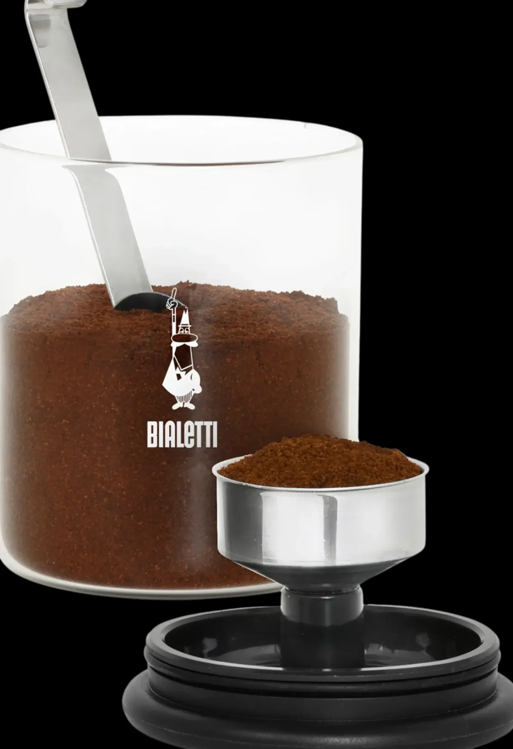 Bialetti kahvipurkki kahvimitalla, lasi