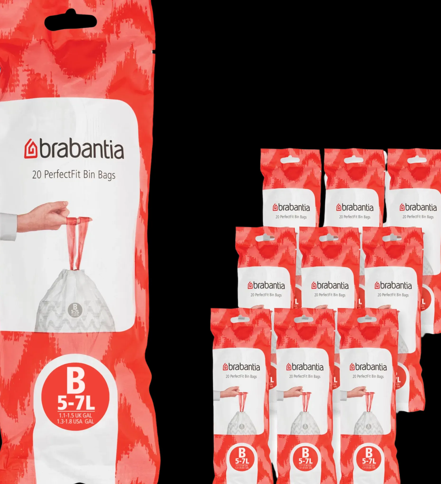 Brabantia PerfectFit roskapussit B 5L, 10 rullaa 200 pss valkoinen