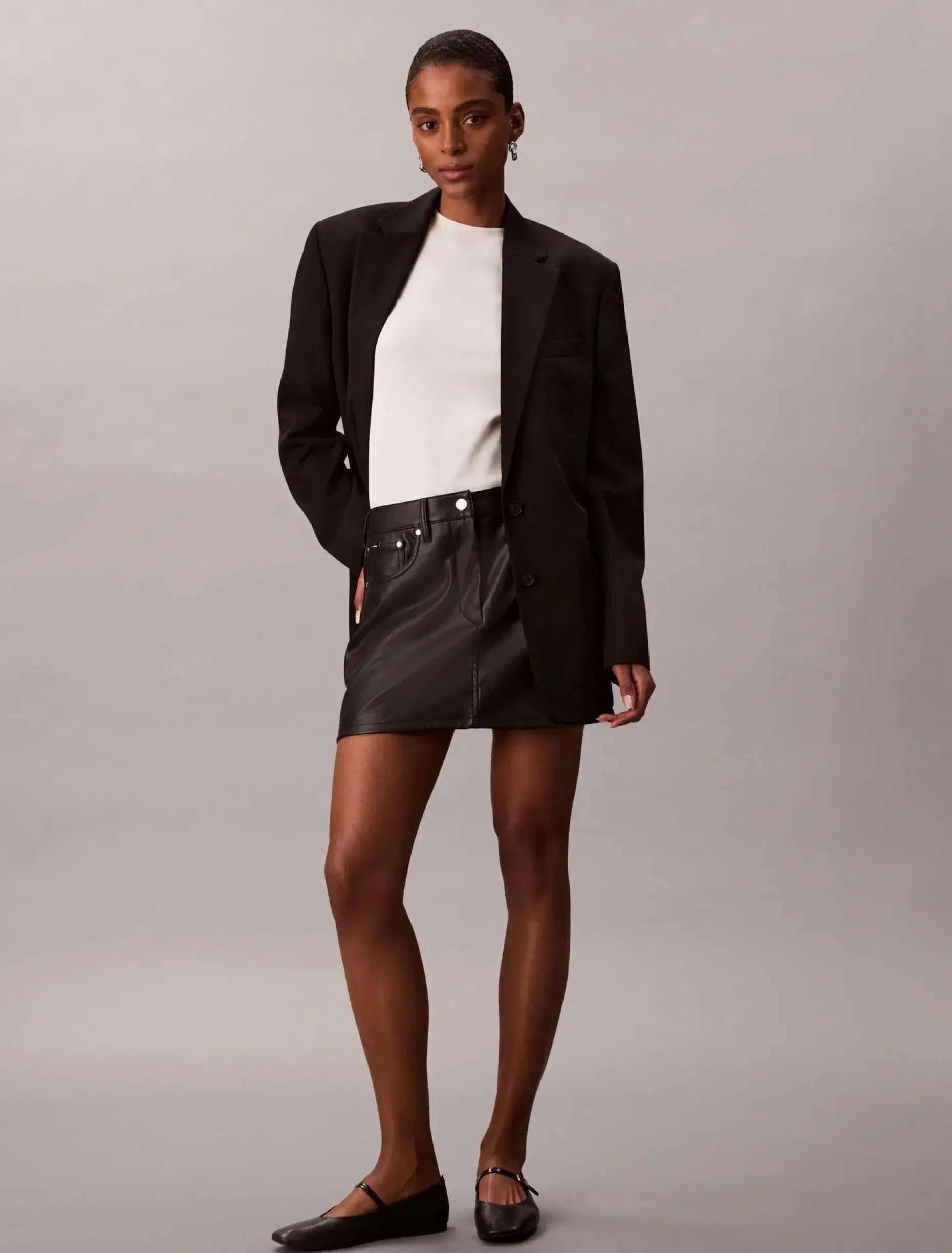 Calvin Klein Faux leather 5pkt mini hame