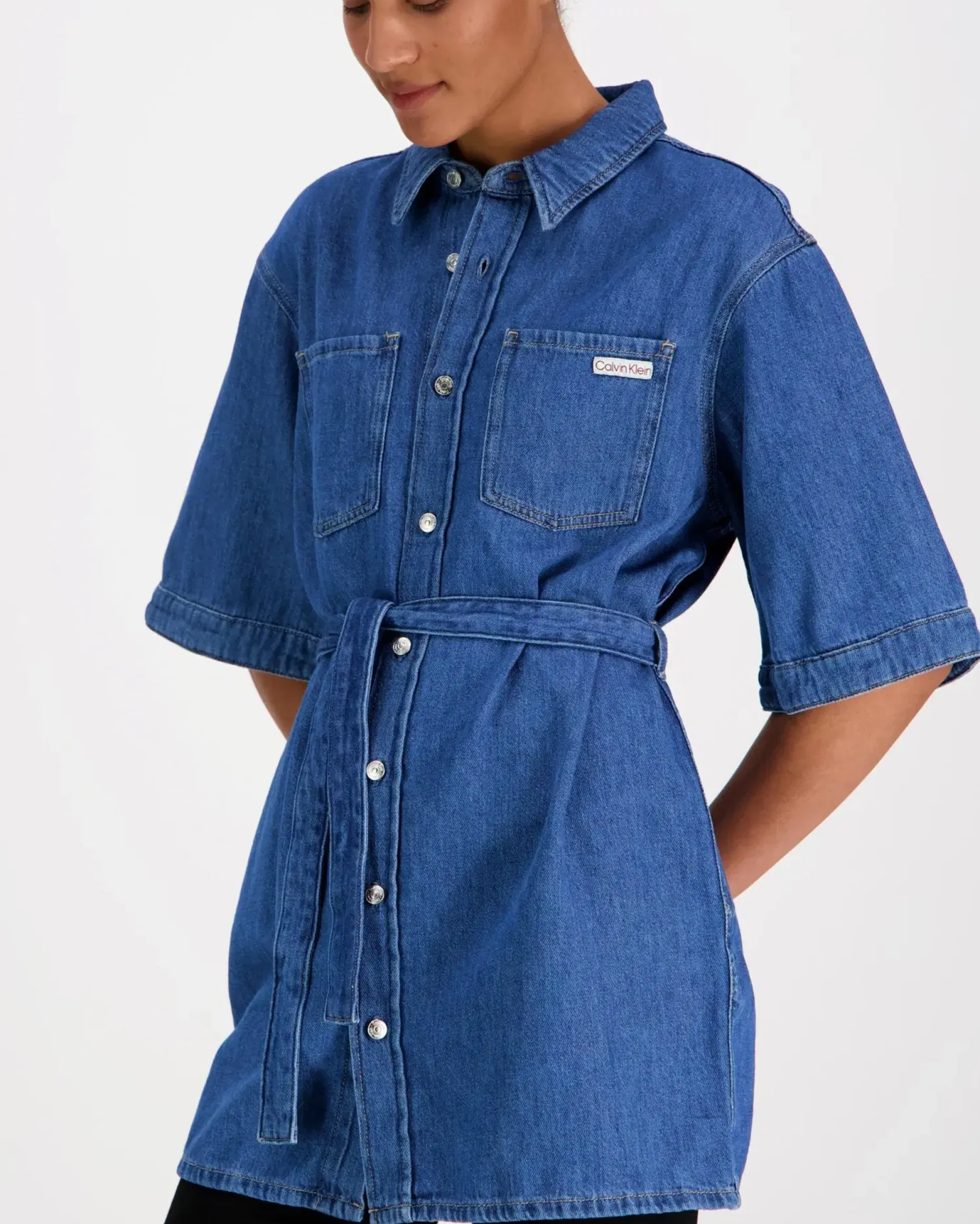 Calvin Klein Jeans Linen Boxy Belted paitamekko