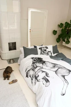 Finlayson pussilakanasetti Koira&Kissa 150x210+50x60 cm musta/valkoinen