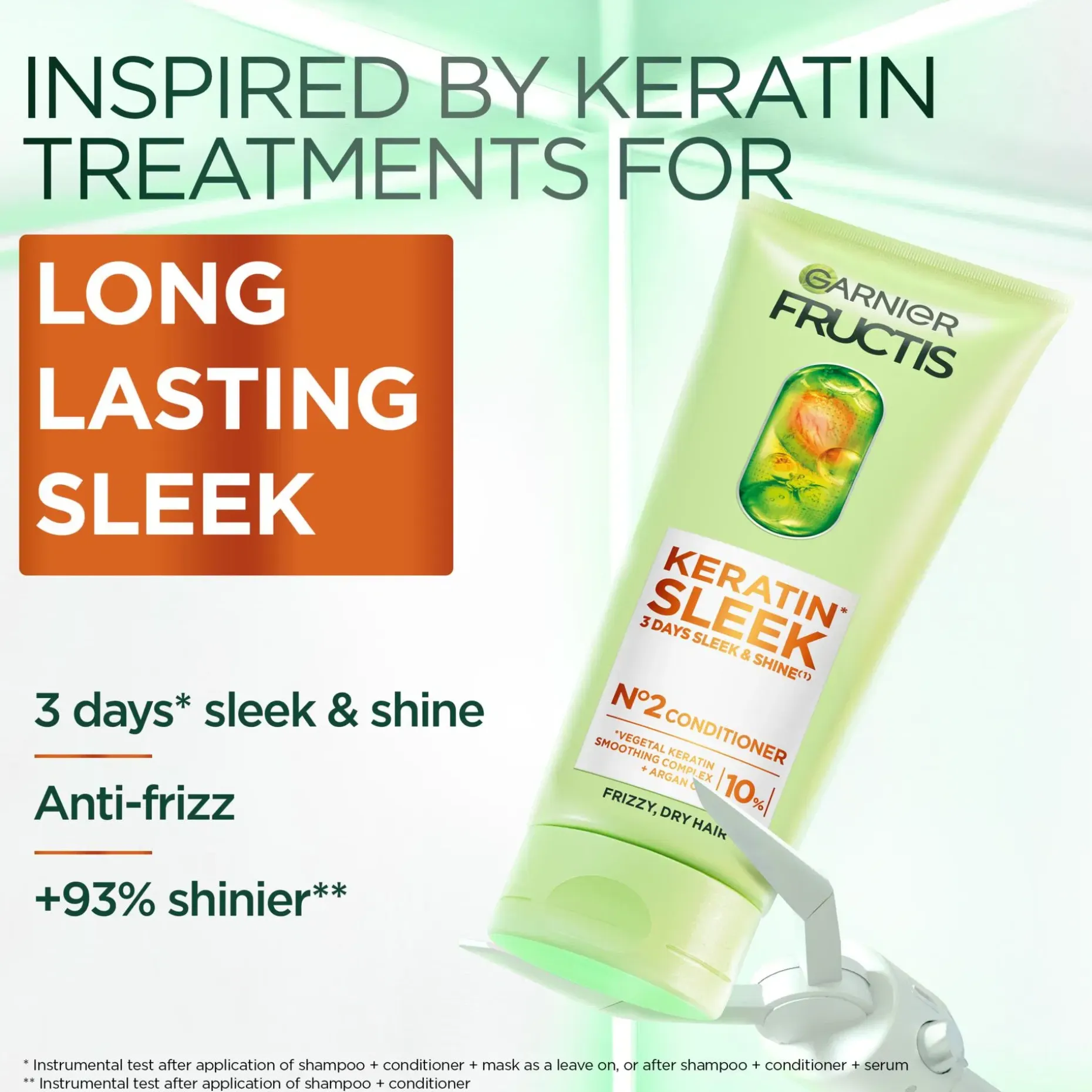 Garnier Fructis Keratin Sleek Hoitoaine pörröisille hiuksille 200 ml