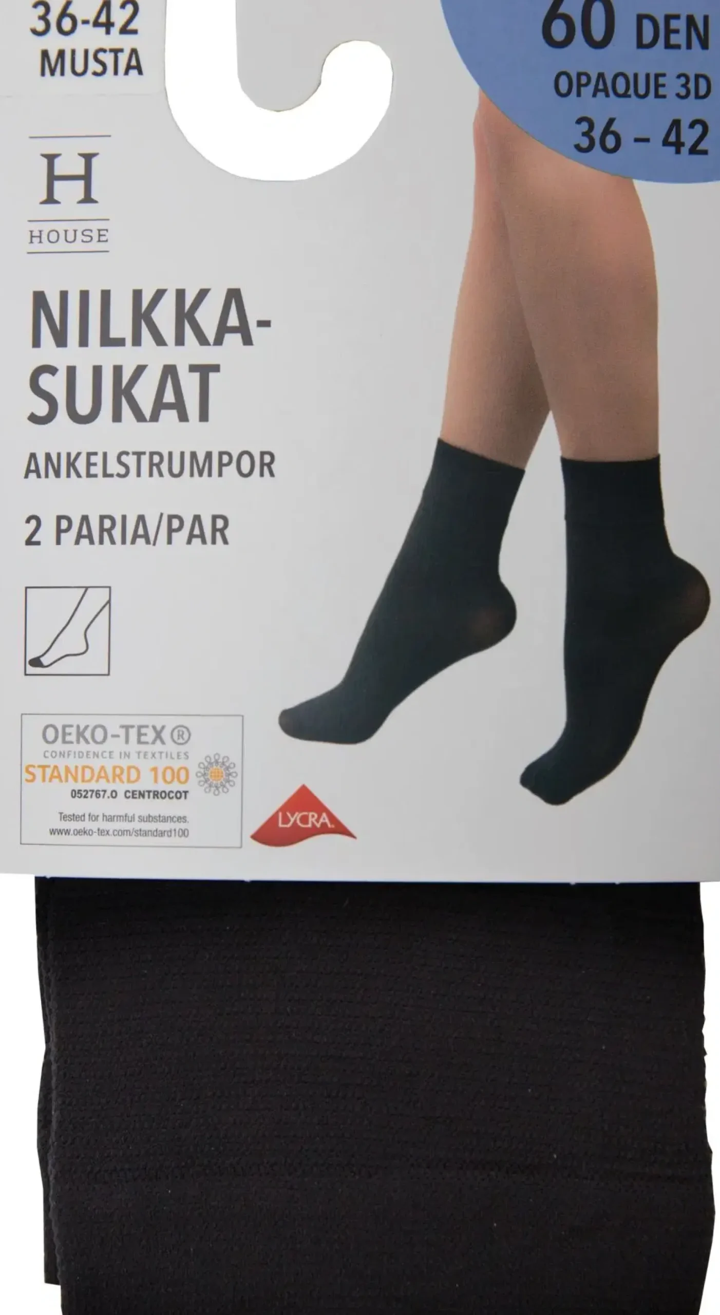 House naisten nilkkasukat 60 den Opaque 3D 2-pack