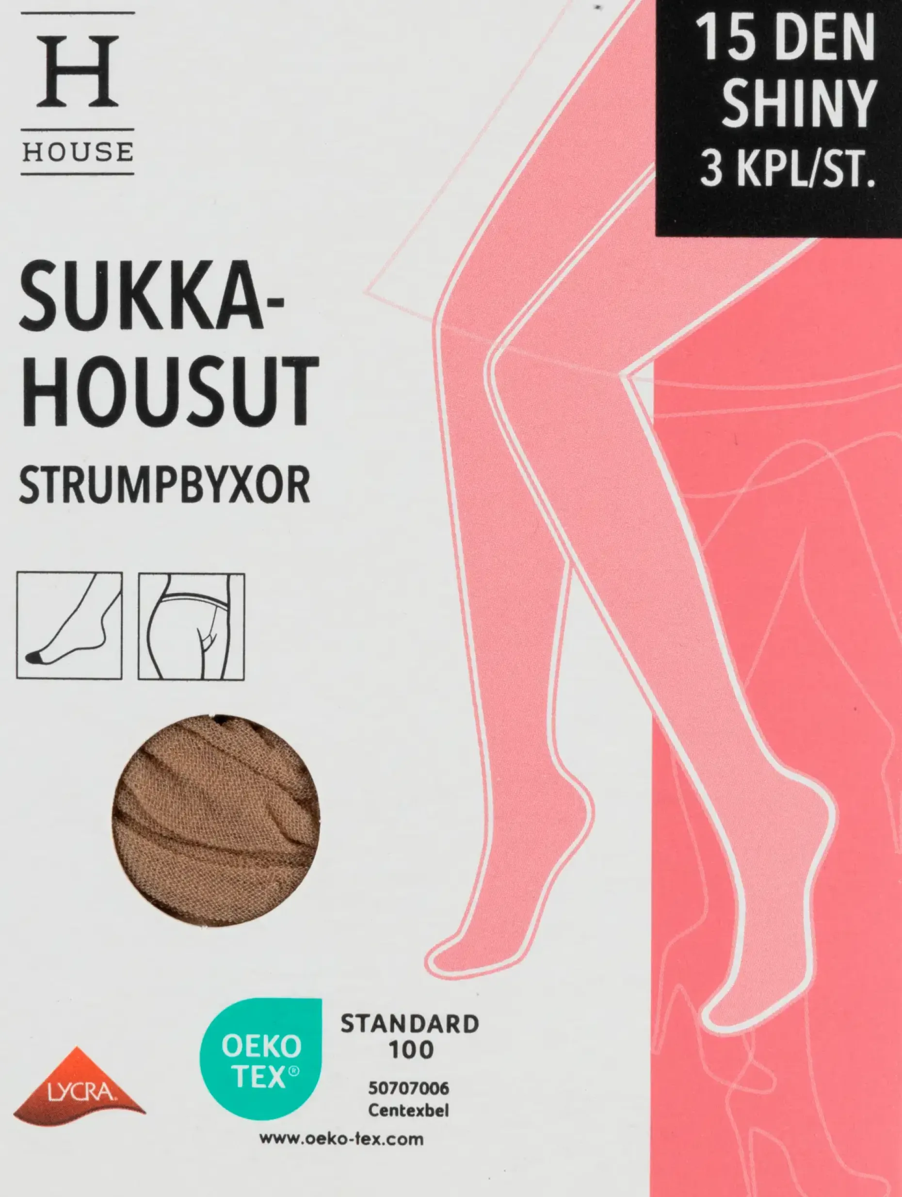 House naisten sukkahousut shiny 15 den 3-pack