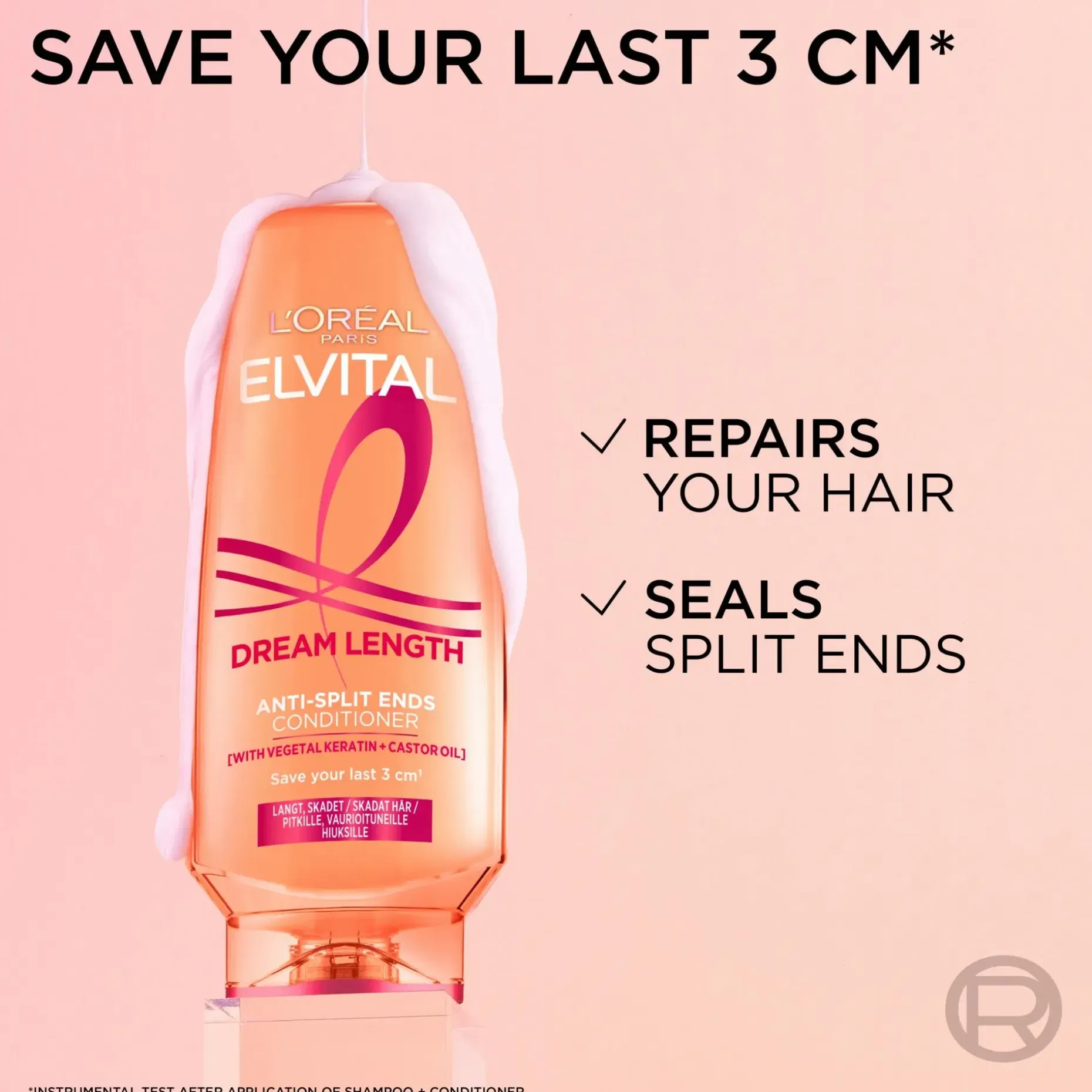 L'Oréal Paris Elvital Dream Length HairDetangler hoitoaine pitkille, vaurioituneille hiuksille 200ml