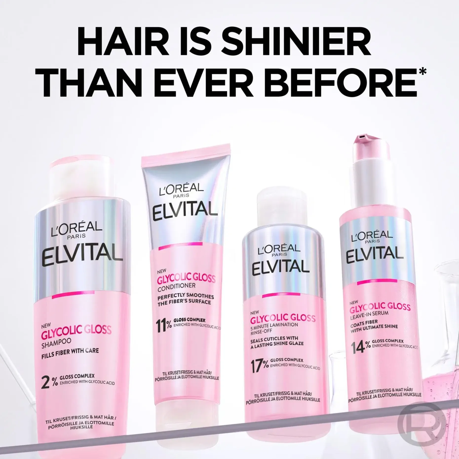 L'Oréal Paris Elvital 200ml Glycolic Gloss huuhdeltava käsittely kiillottomille hiuksille 200ml