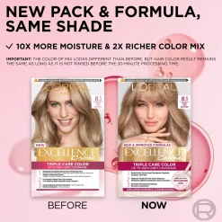 L'Oréal Paris Excellence Creme 8.1 Light Ash Blonde Keskivaalea Tuhka kestoväri 1kpl