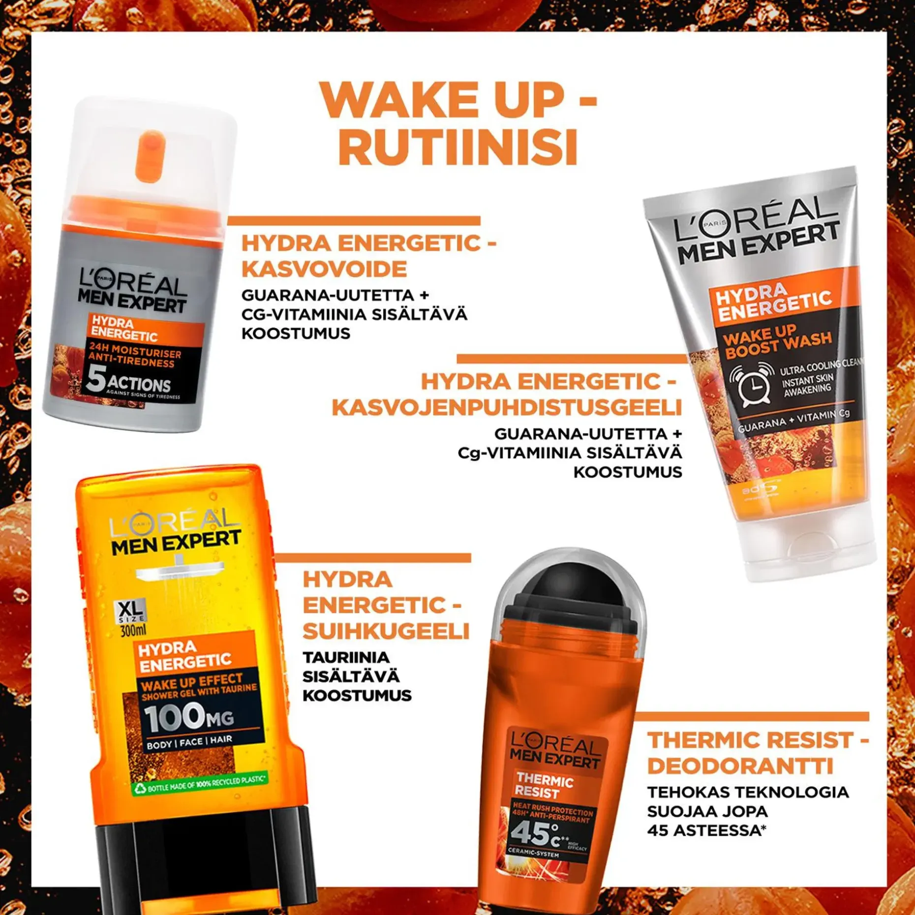 L'Oréal Paris Men Expert Hydra Energetic virkistävä puhdistusgeeli kasvoille 100ml