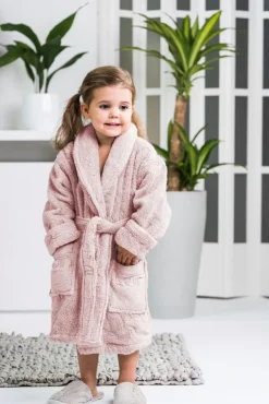 Luin Living lasten kylpytakki 130cm dusty rose