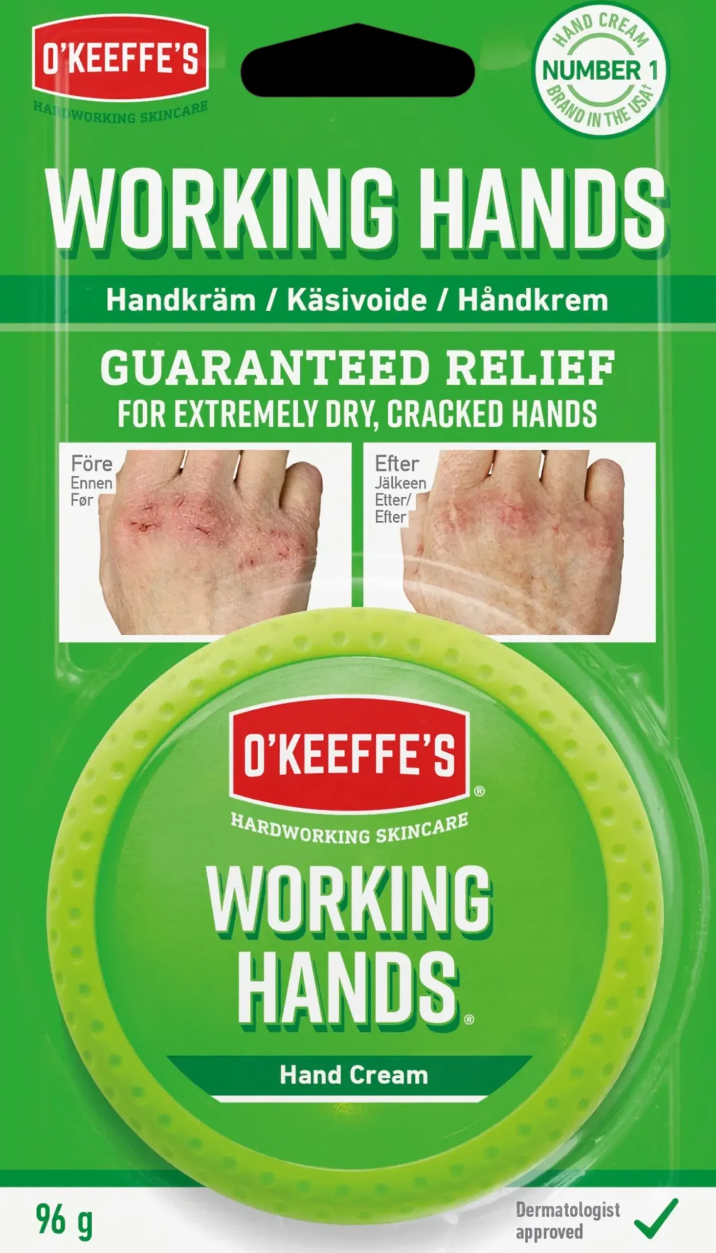 O'Keeffe's 96g Käsivoide Purkki