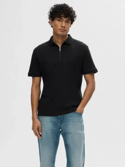 SELECTED HOMME Slhfave zip ss polo pikee
