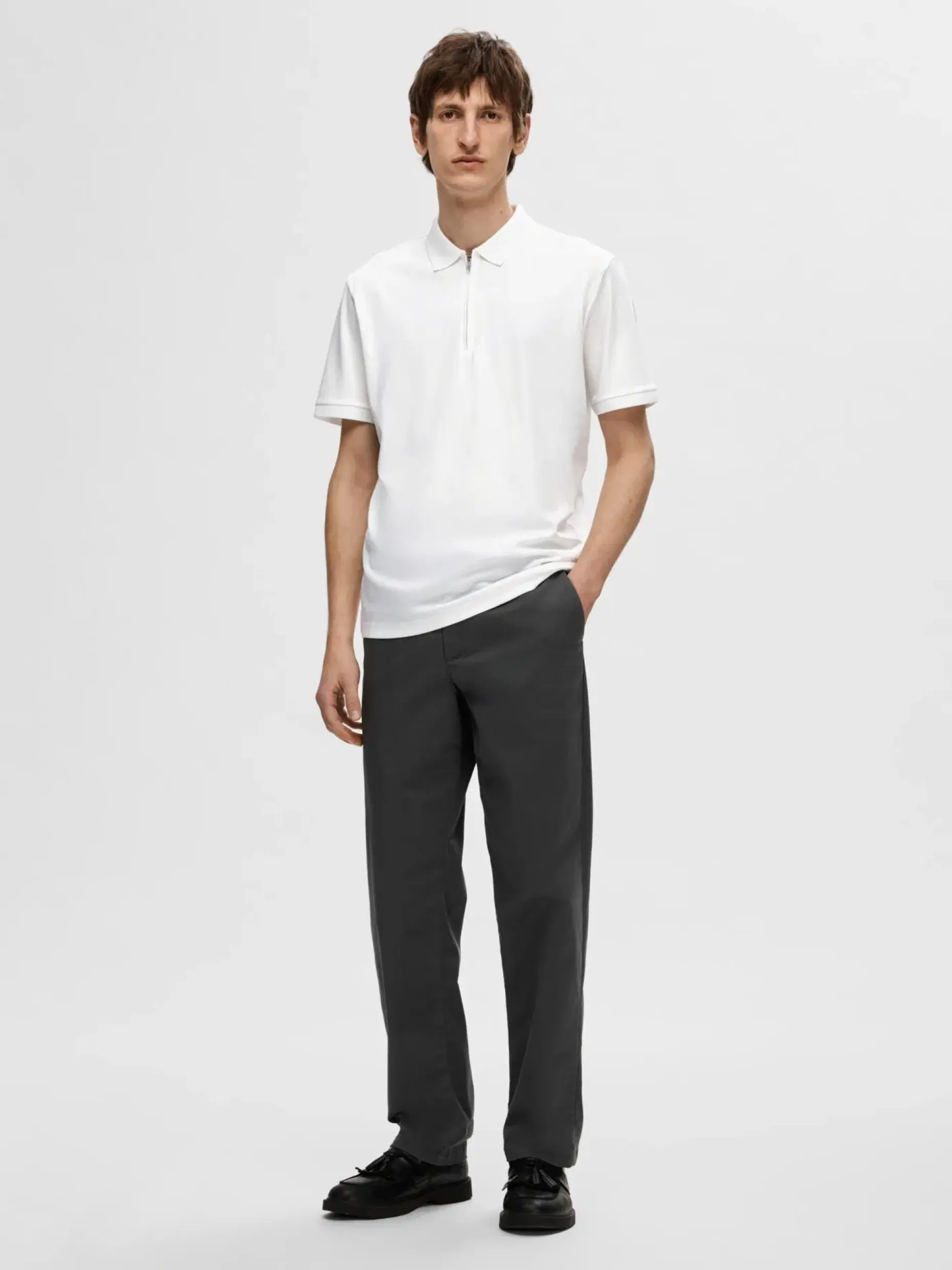 SELECTED HOMME Slhfave zip ss polo pikee