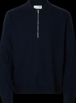 SELECTED HOMME Slhtray merino brushed relaxed zip polo
