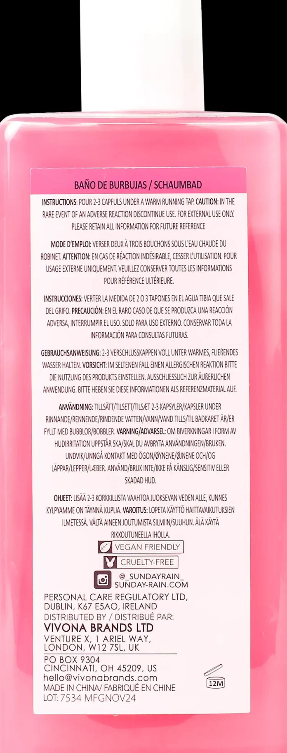 Sunday Rain Pink Grapefruit & Sea Salt kylpyvaahto 450 ml