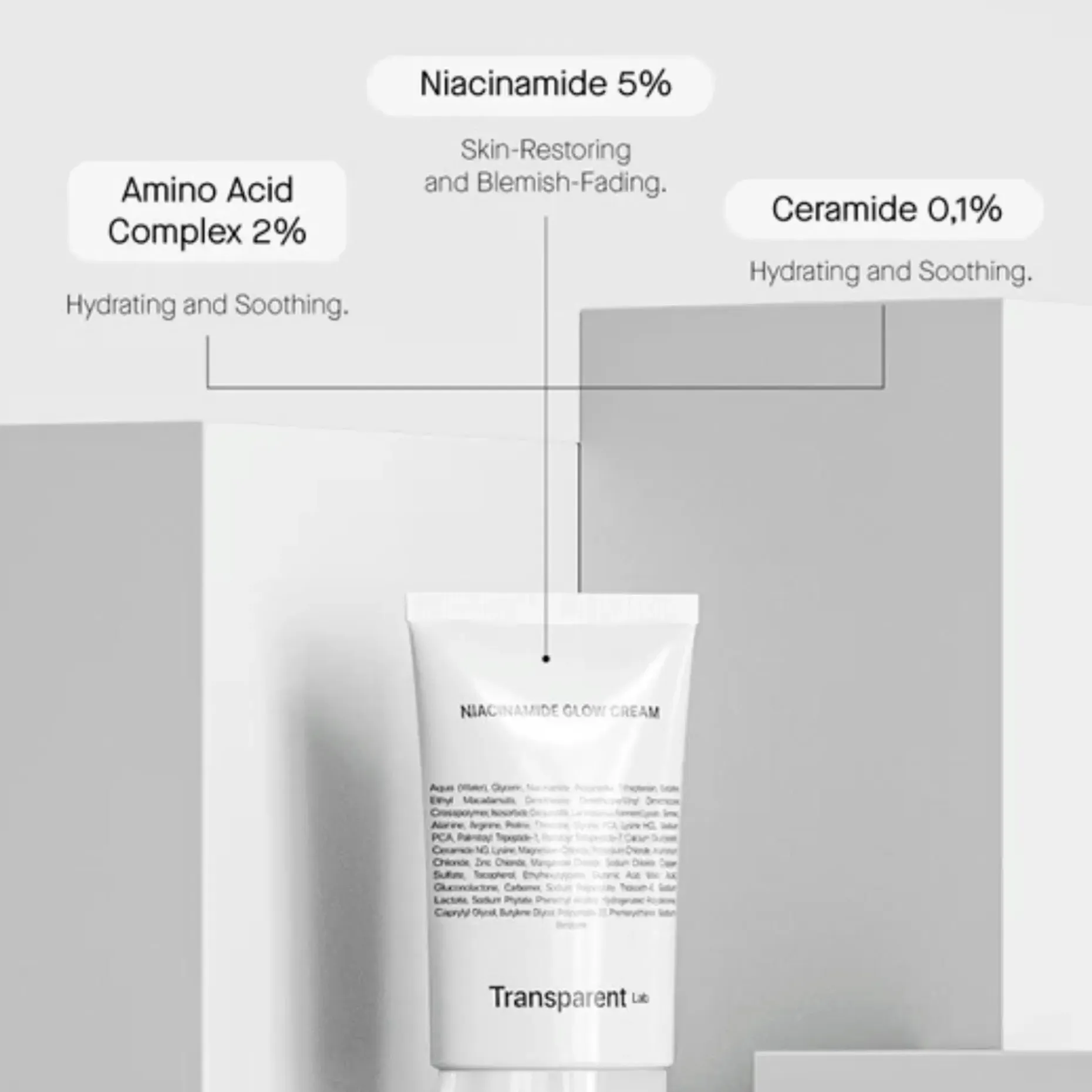 Transparent Lab Niacinamide glow cream geelivoide kasvoille 50 ml