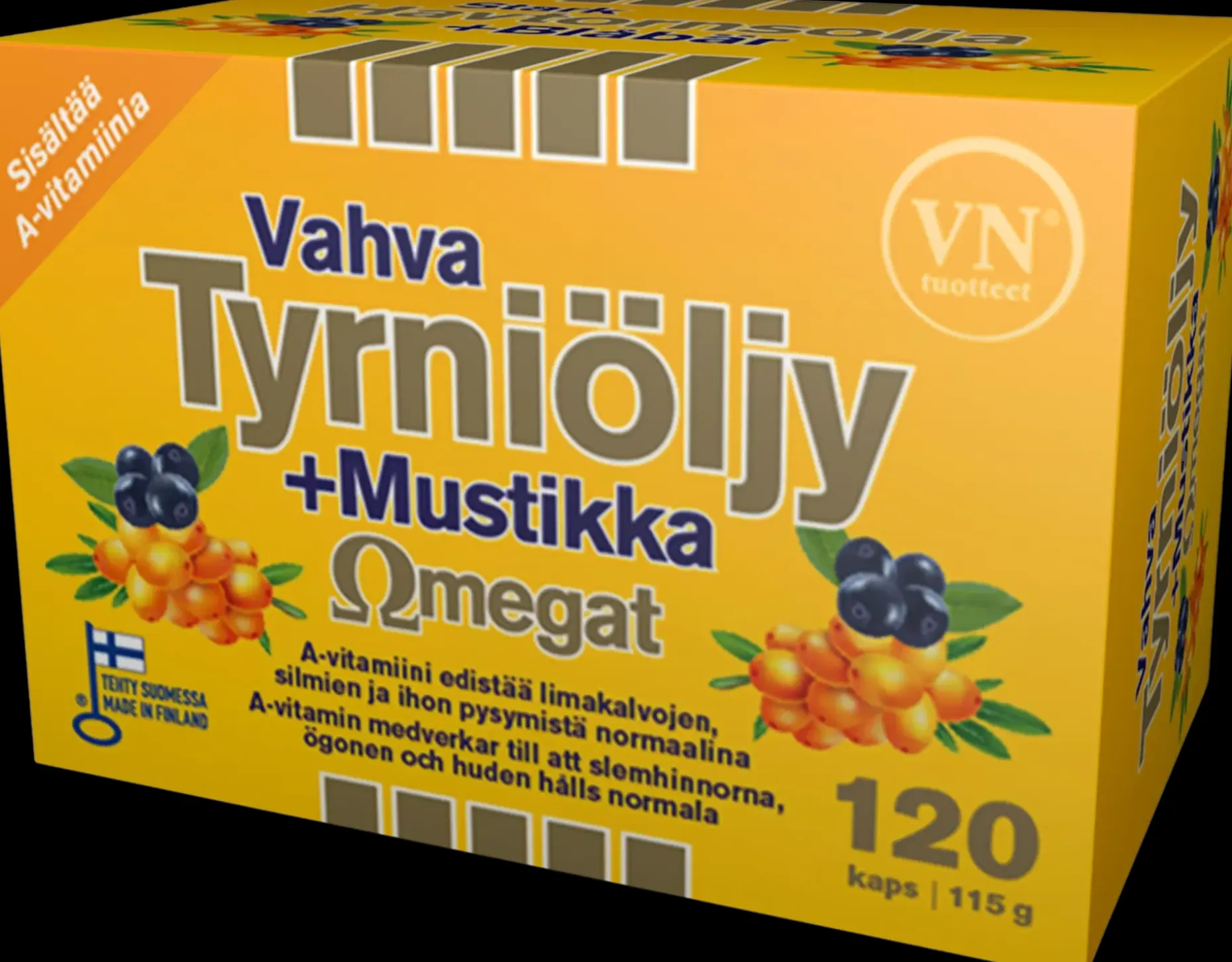 Vahva Tyrniöljy+Mustikka Omegat 120 kaps - ravintolisä Via Naturale