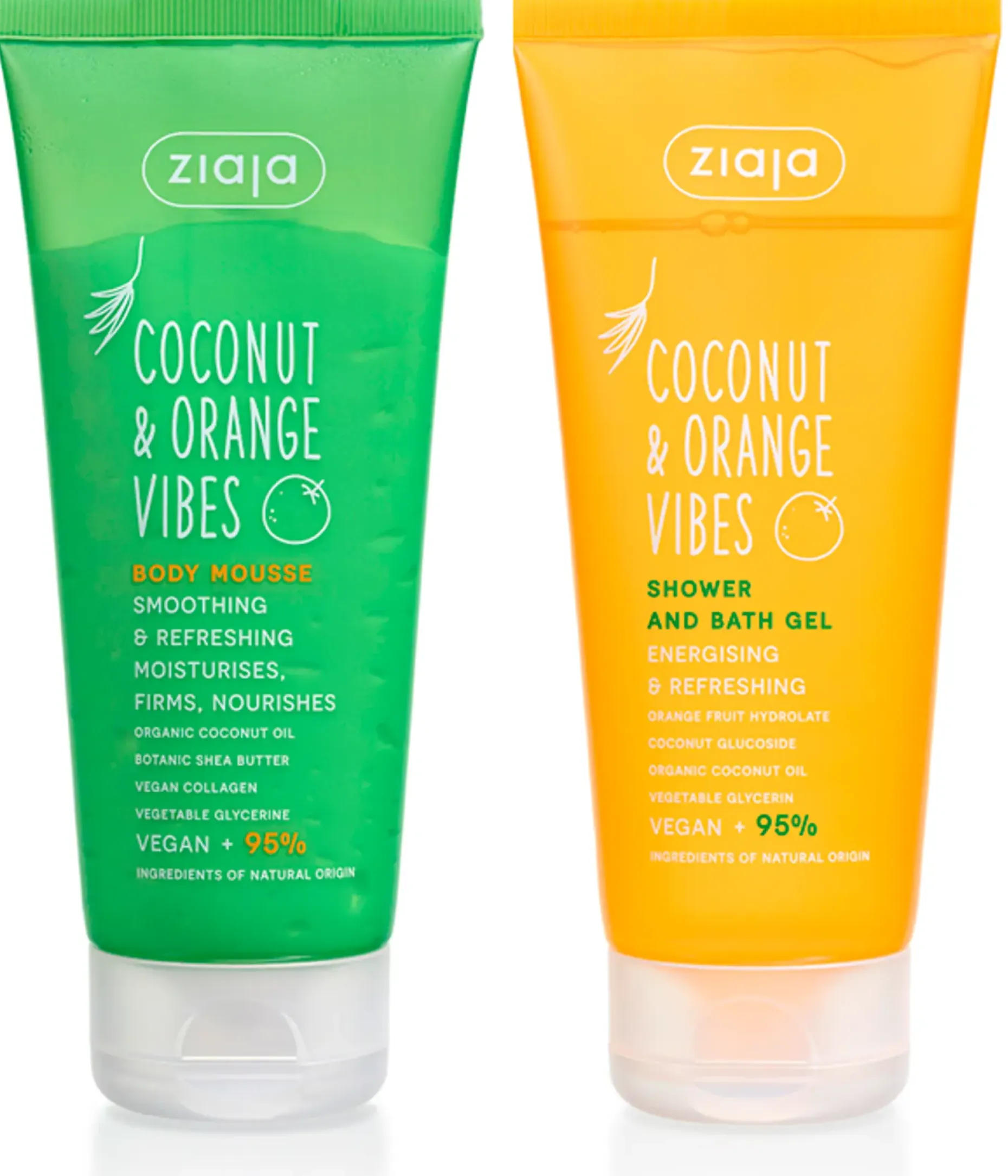 Ziaja vartalovoide+suihkugeeli Coconut & Orange Vibes pakkaus 200+200ml